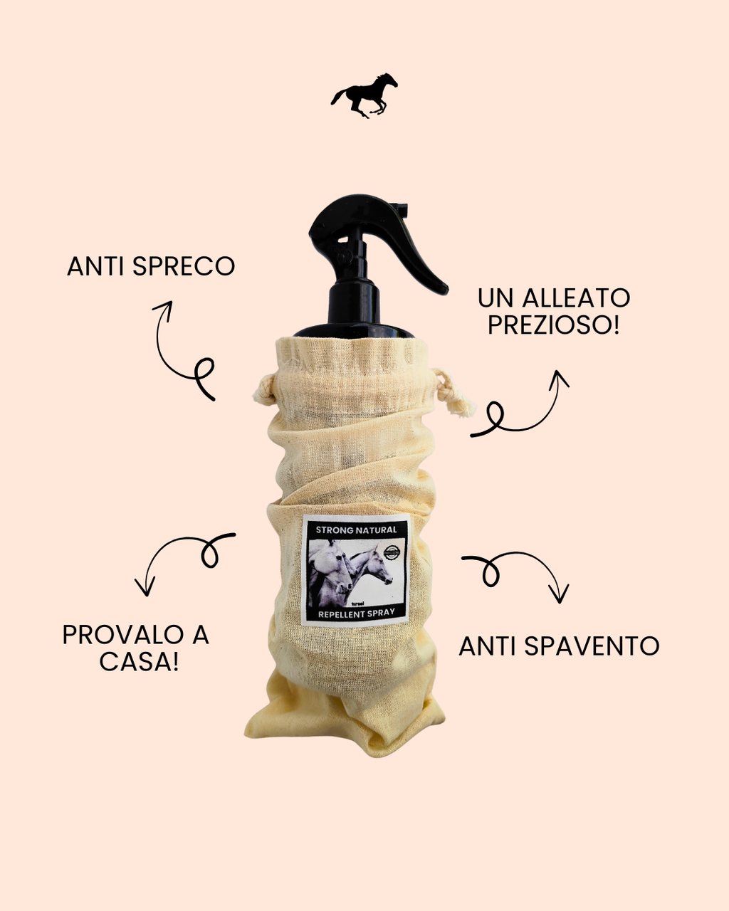 Spray Repellente Naturale per Cavalli - Protezione con Neem, Geranio e Malaleuca