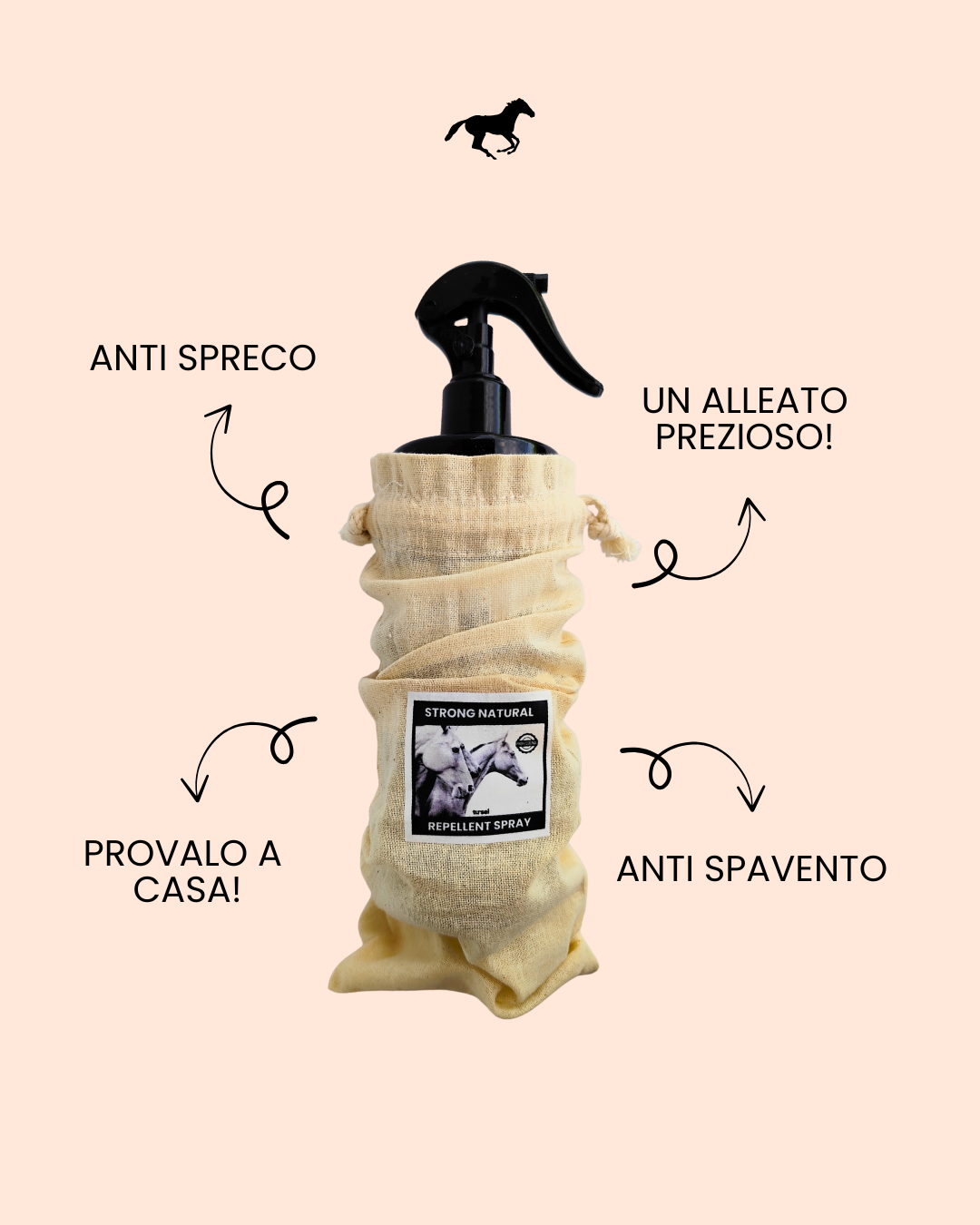 Spray Repellente Naturale per Cavalli - Protezione con Neem, Geranio e Malaleuca